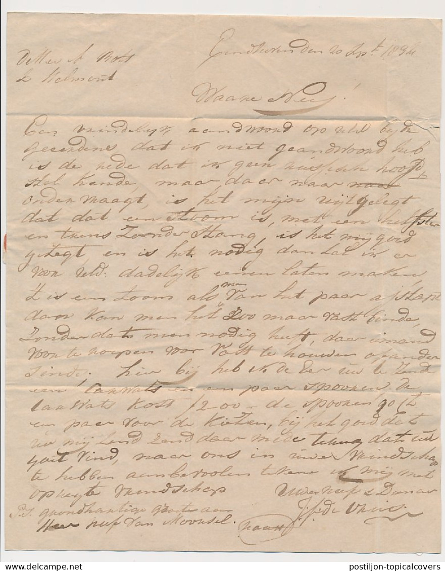Eindhoven - Helmond 1841 - Begeleidingsbrief - ...-1852 Precursores
