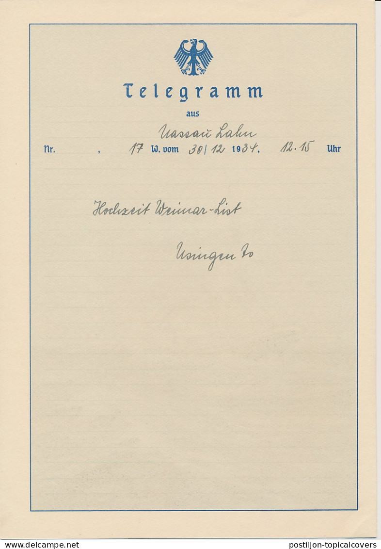 Telegram Germany 1934 - Schmuckblatt Telegramme Sailing Ship - Ocean Liner - Sun - Ships