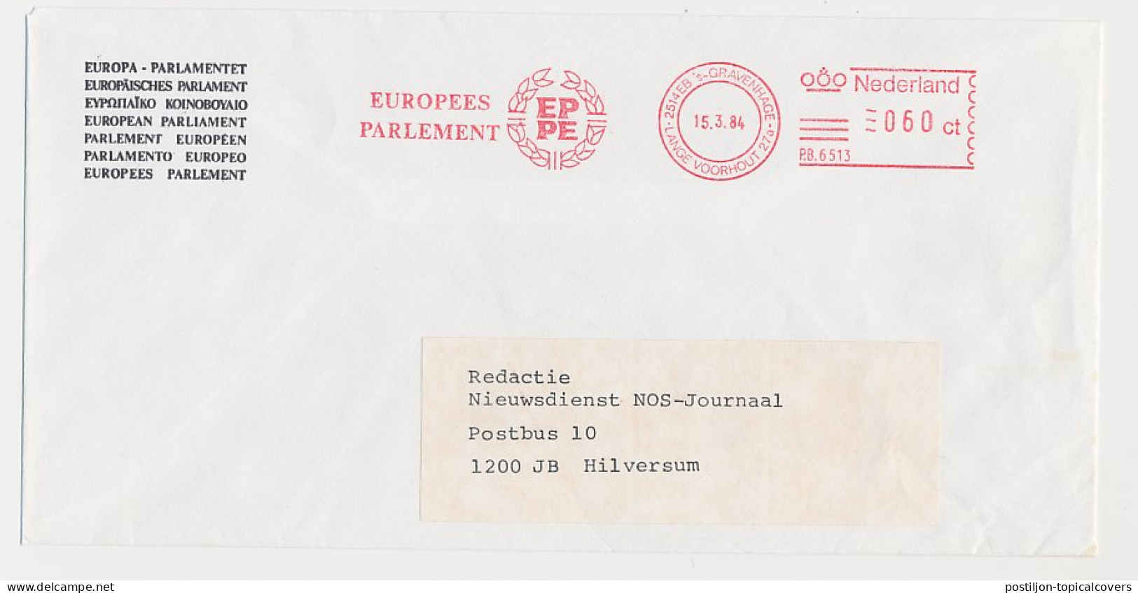 Meter Cover Netherlands 1984 European Parliament - The Hague - EU-Organe