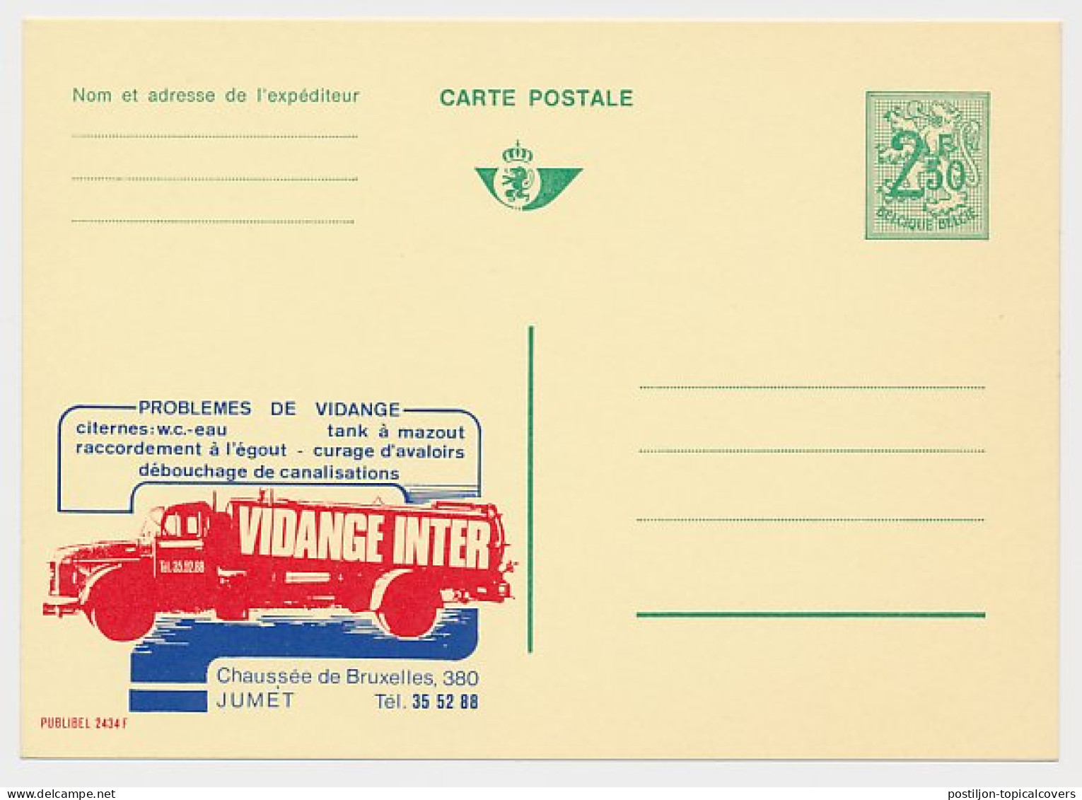 Publibel - Postal Stationery Belgium 1970 Draining Problems - Oil Tanks - Sewer Connection - Unclogging - Environment & Climate Protection