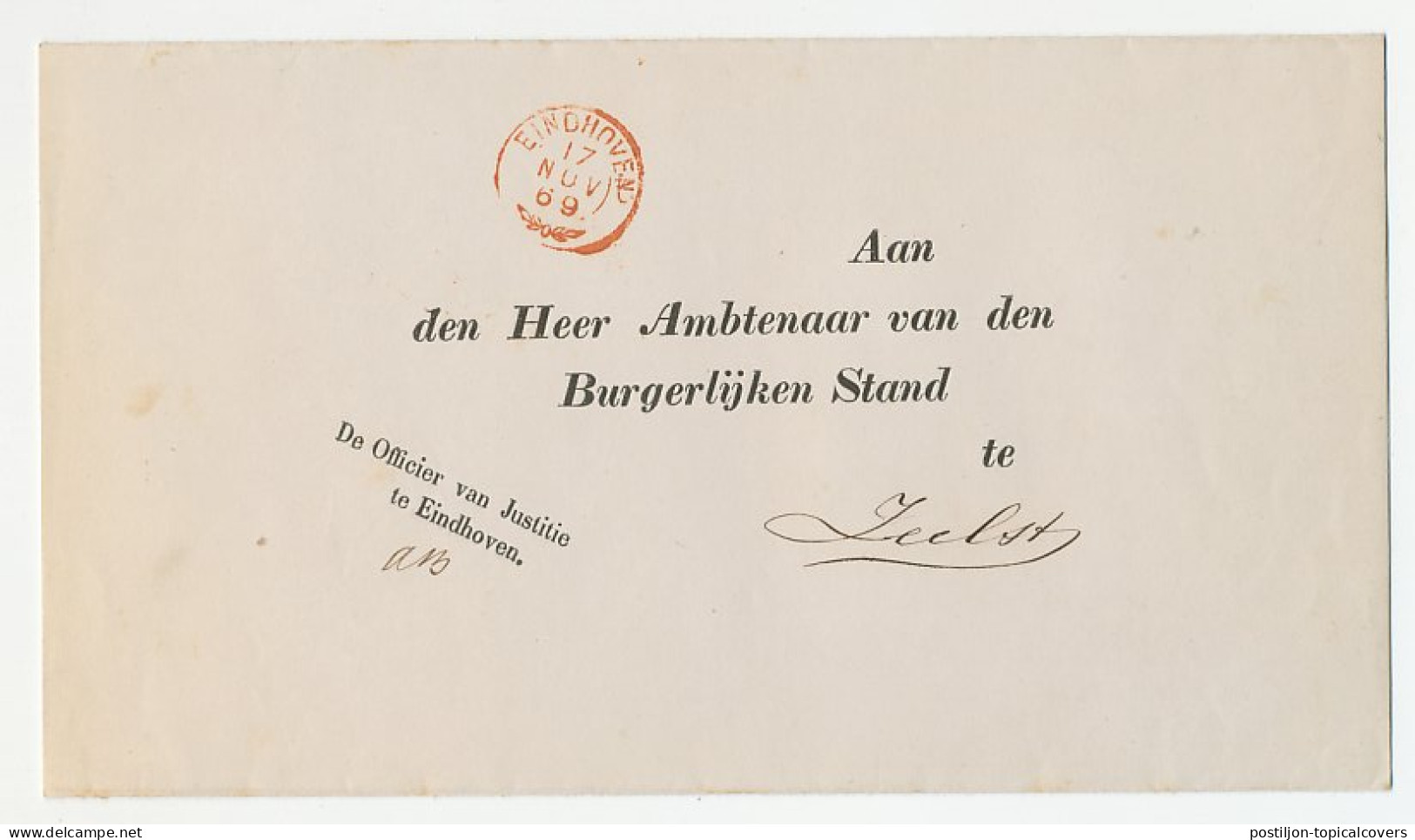 Takjestempel Eindhoven 1869 - Cartas & Documentos