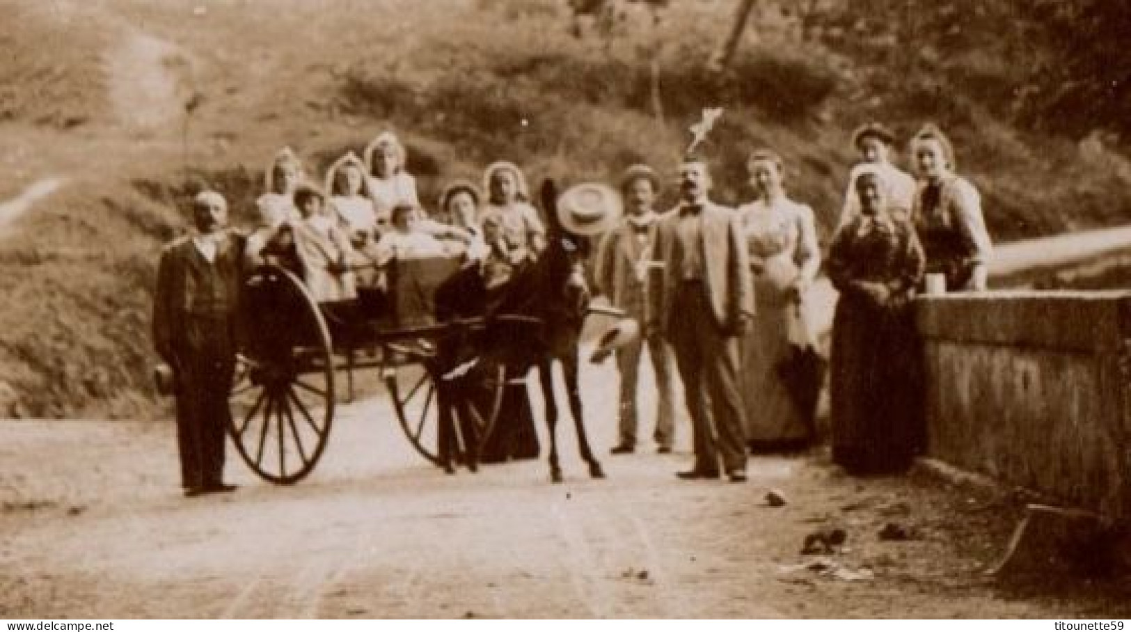 PHOTO ORIGINALE XIXe- SCENE De FAMILLE- ATTELAGE-6 Juin 1901(Dim. : 18x 13cm) - Unclassified