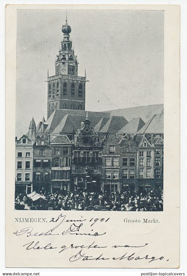 Prentbriefkaart Nijmegen - Groote Markt ( 1901 ) - Altri & Non Classificati