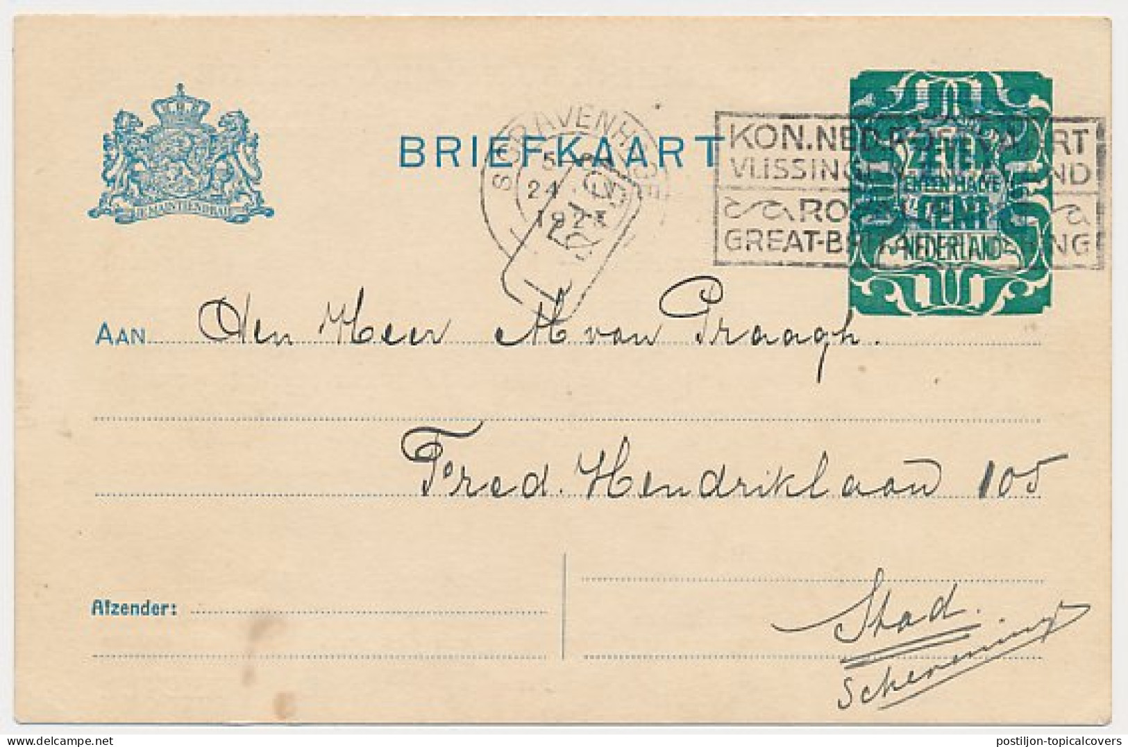 Briefkaart G. DW163-II-b - Duinwaterleiding S-Gravenhage 1923 - Postwaardestukken