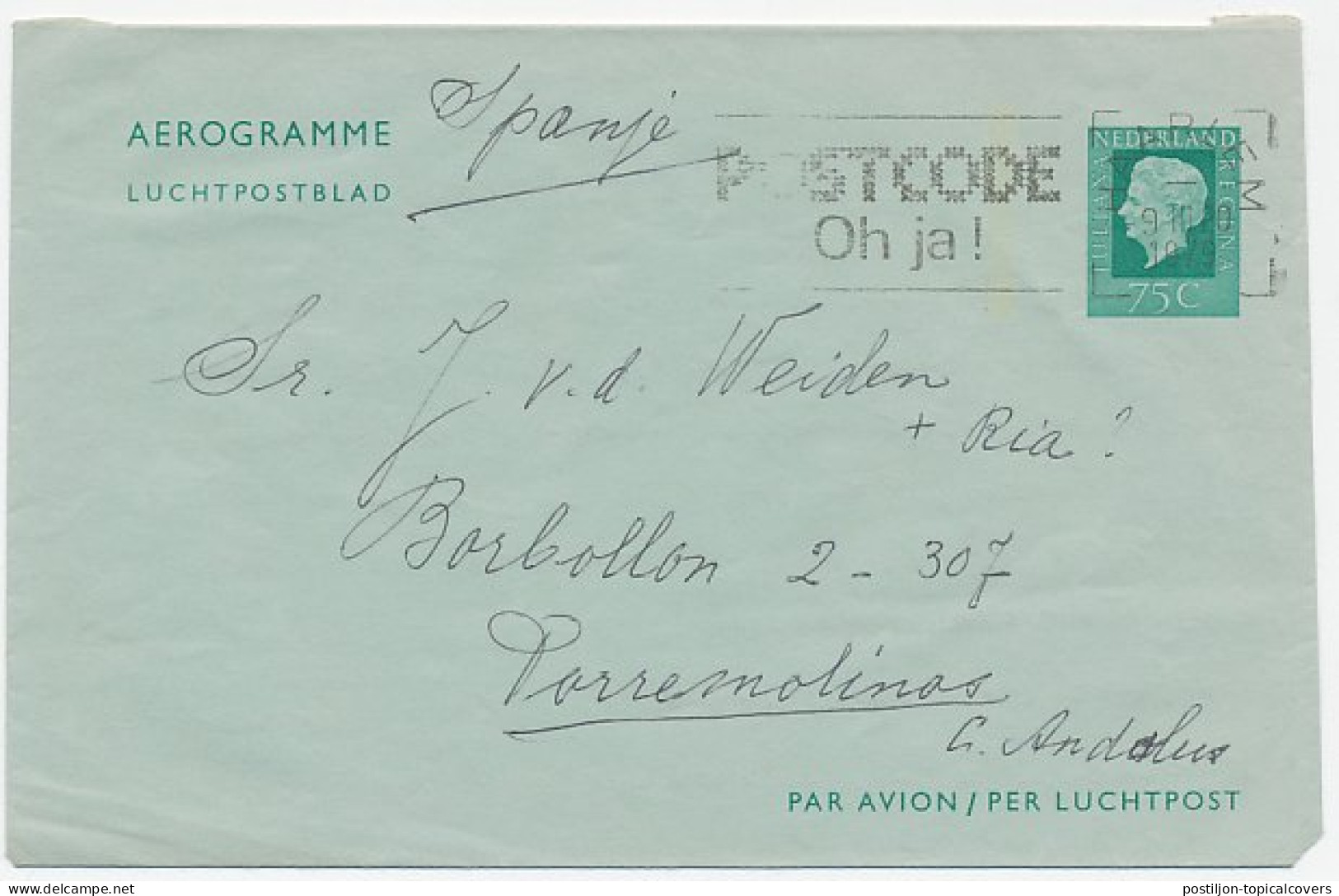 Luchtpostblad G. 25 Haarlem - Torremolinos Spanje 1979 - Postal Stationery