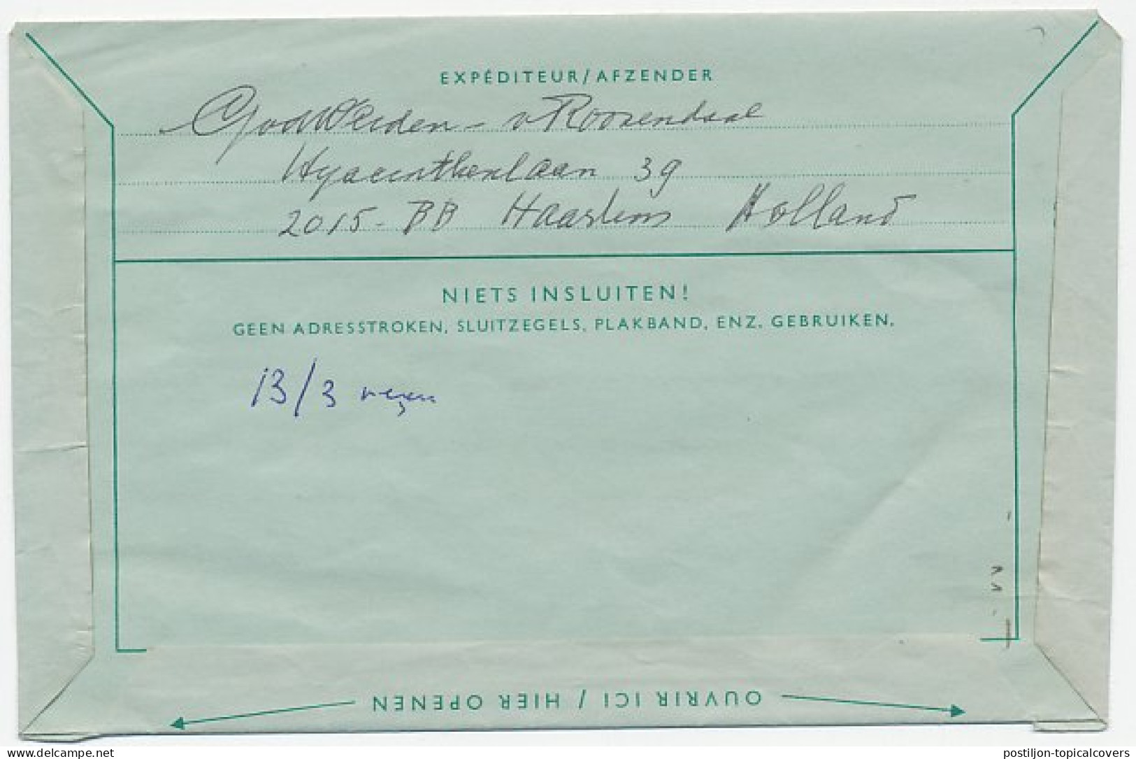 Luchtpostblad G. 25 Haarlem - Torremolinos Spanje 1979 - Postal Stationery