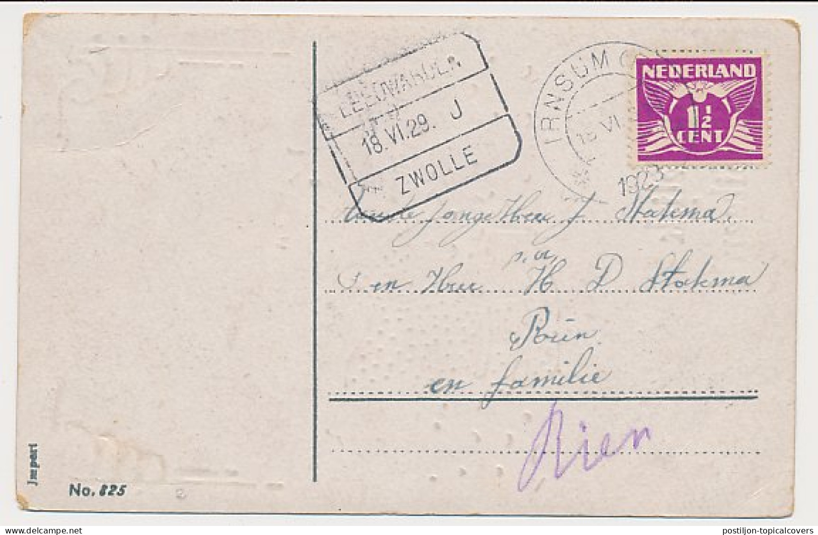 Treinblokstempel : Leeuwarden - Zwolle J 1929 ( Irnsum ) - Ohne Zuordnung