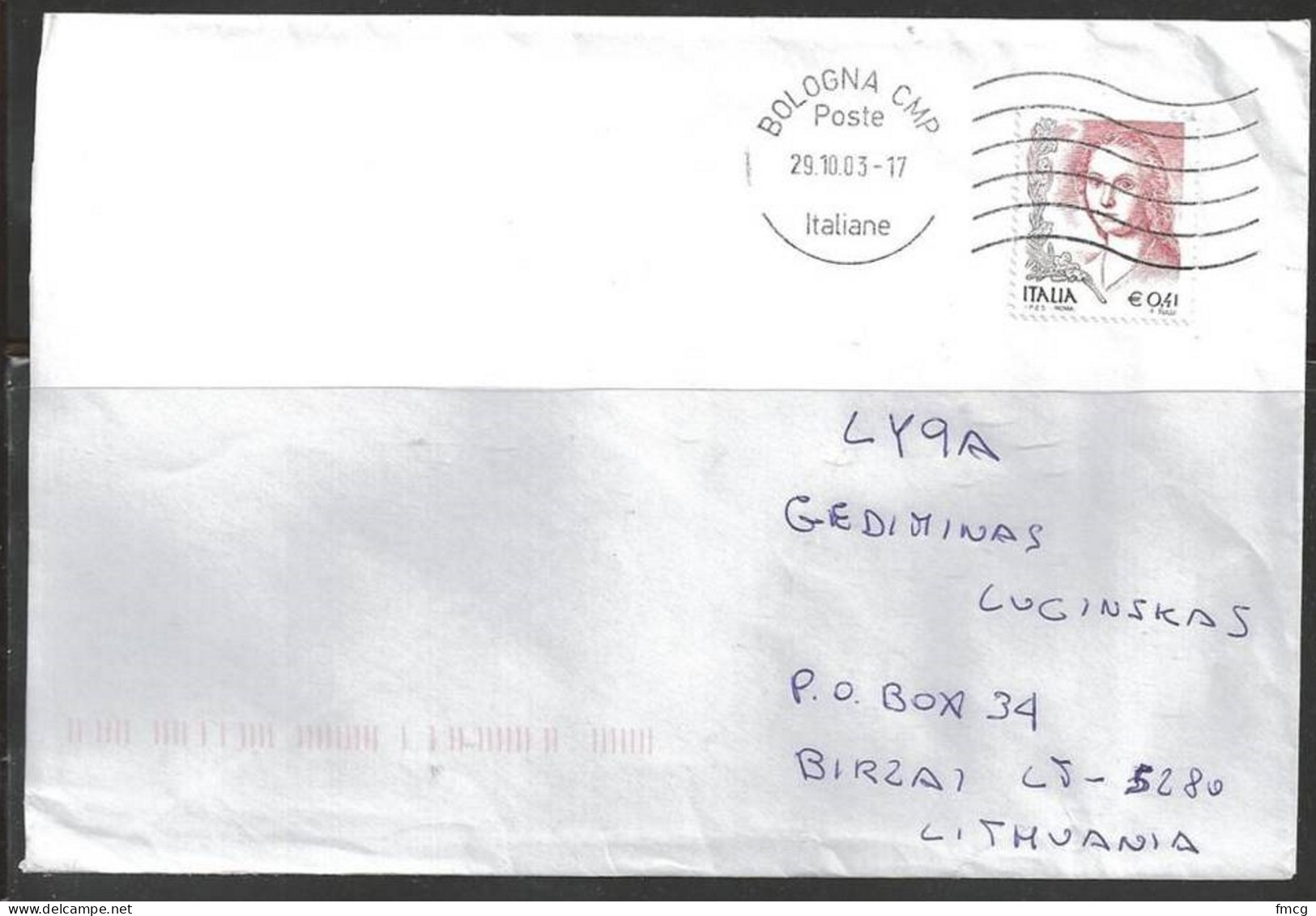2003 Bologna (29.10.03) To Birzai Lithuania - 2001-10: Storia Postale