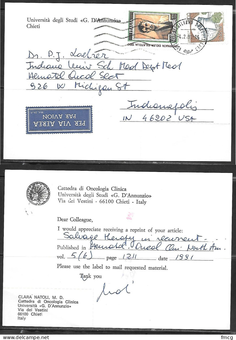 1992 Postcard (4.2.92) To Indiana USA - 1991-00: Marcophilie