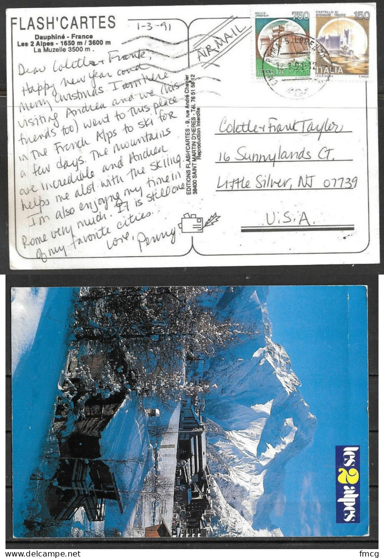 1991 CMP Roma S. Loren, 7.50L & 1.50L On Picture Postcard  To USA - 1991-00: Poststempel