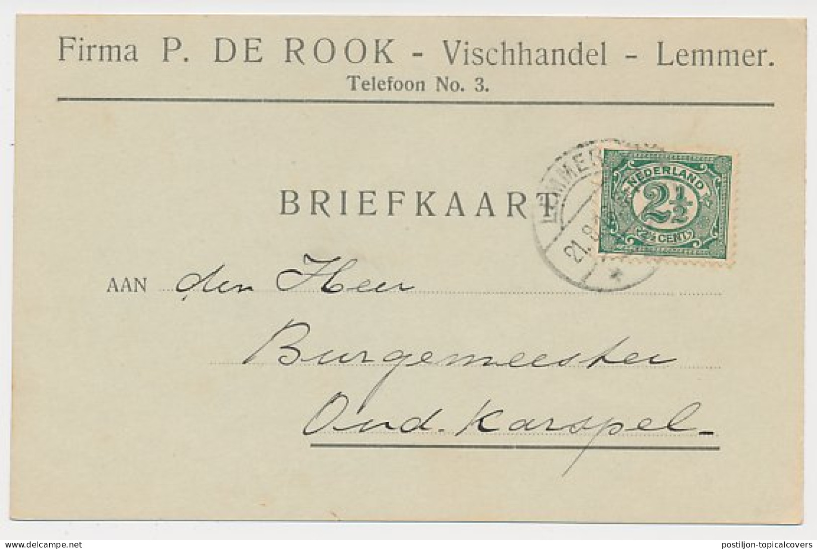 Firma Briefkaart Lemmer 1916 - Vishandel - Sin Clasificación