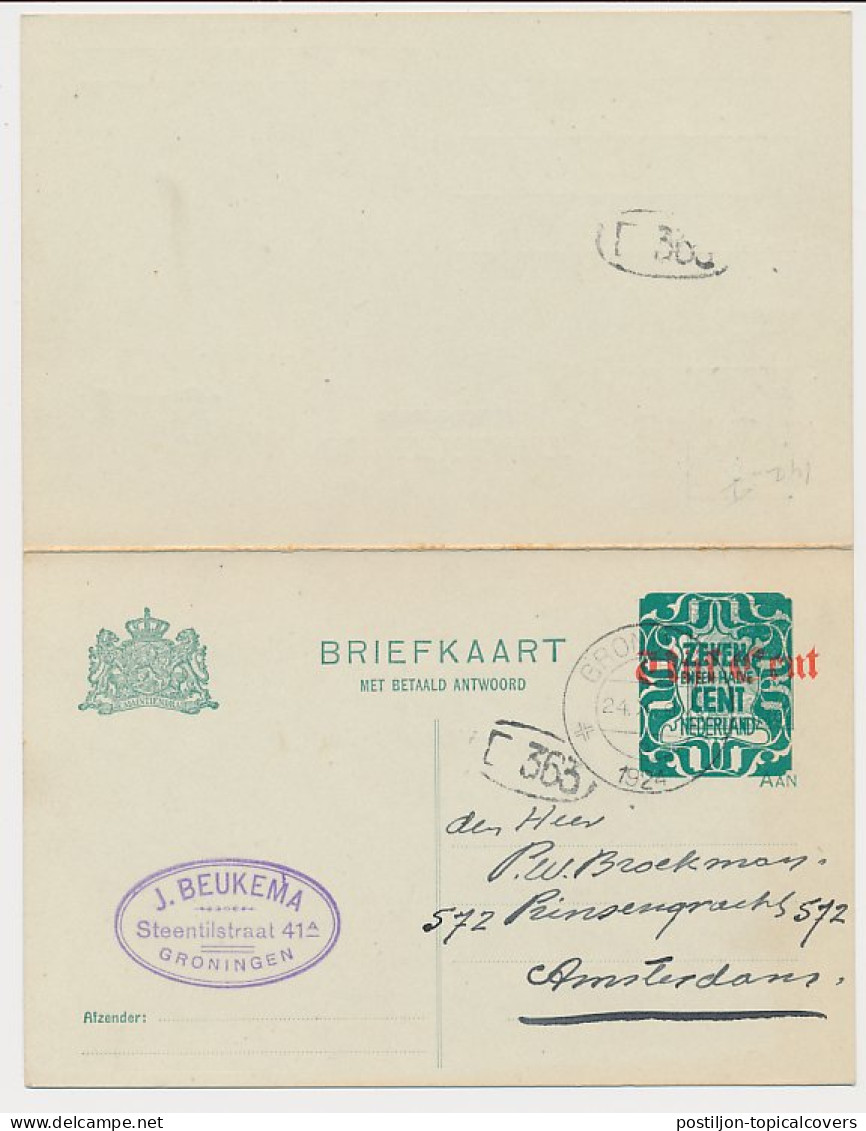 Briefkaart G. 182 I Groningen - Amsterdam 1924 - Ganzsachen