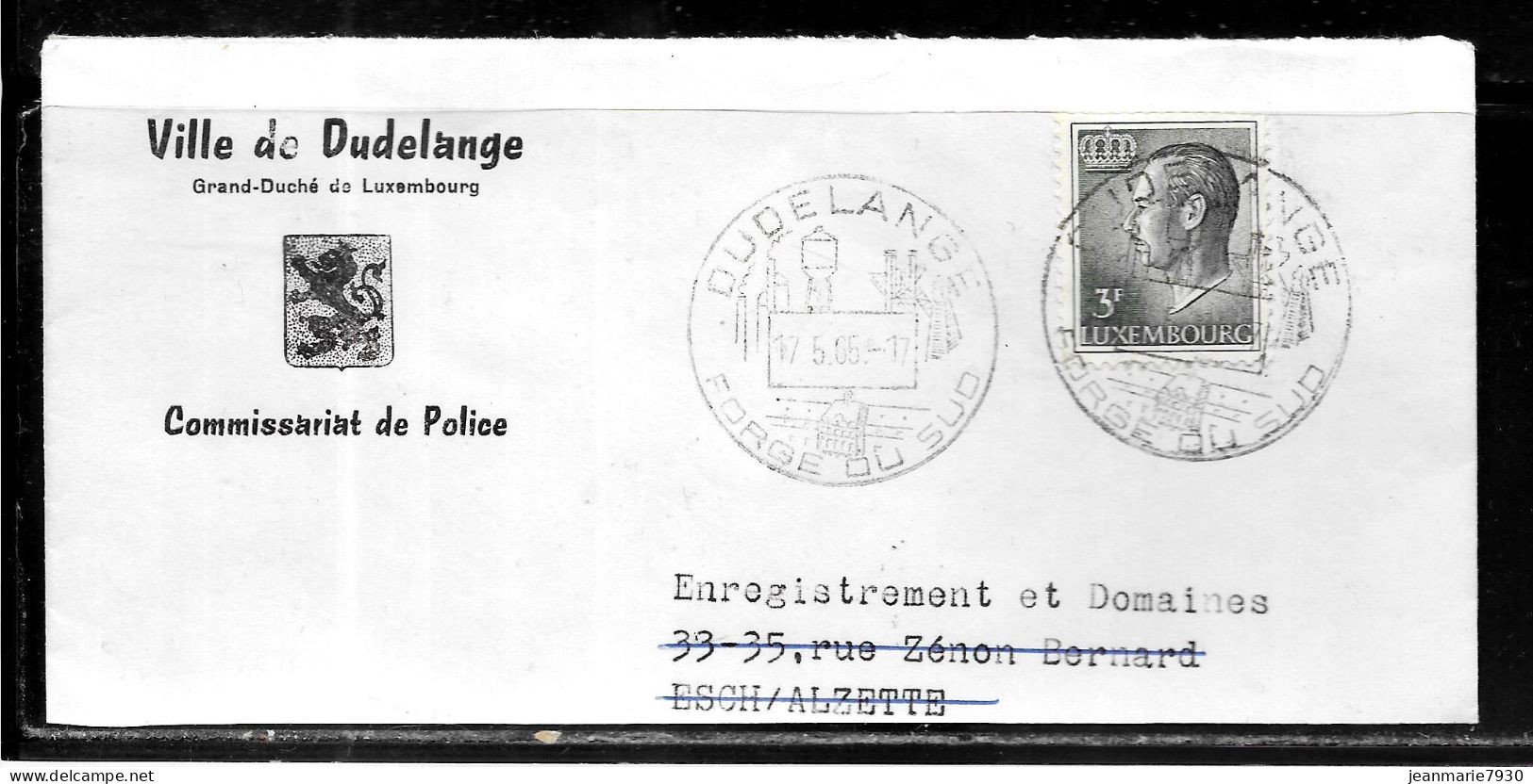 H354 - HAUT DE LETTRE DE LA VILLE DE DUDELANGE DU 17/05/65 - COMMISSARIAT DE POLICE - Storia Postale
