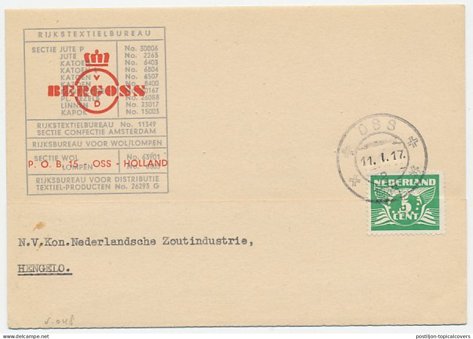 Perfin Verhoeven 053 - B - Oss 1943 - Unclassified