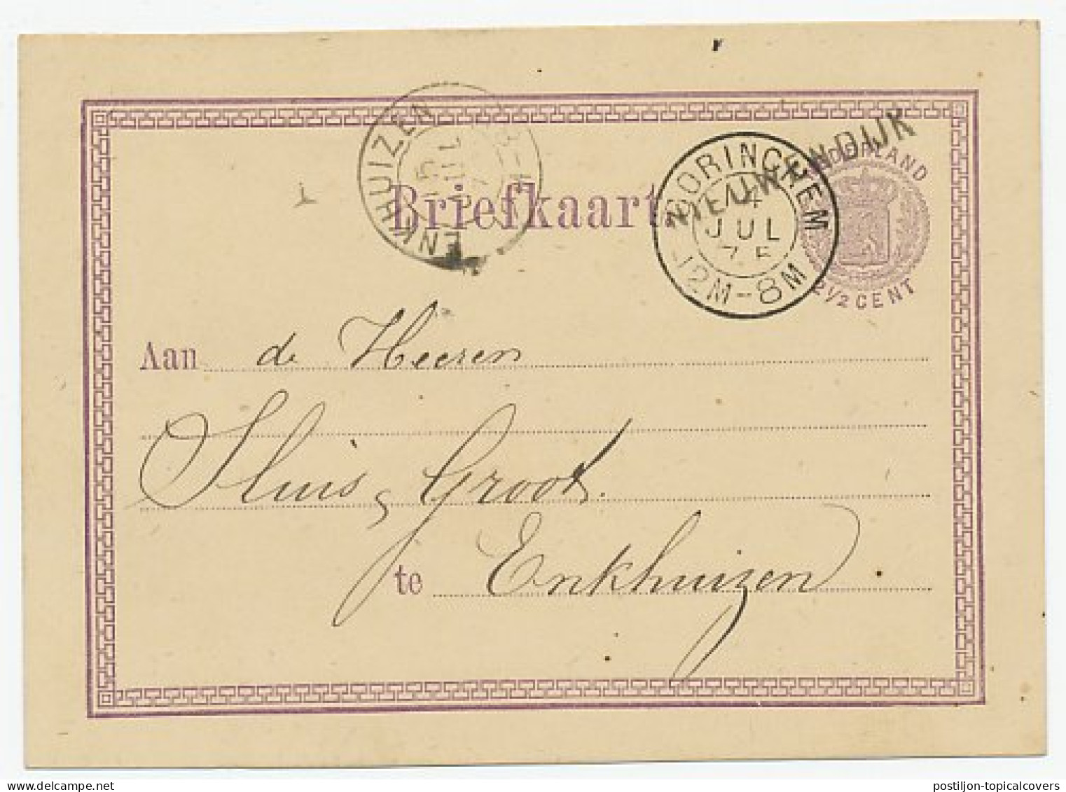 Naamstempel Nieuwendijk 1875 - Lettres & Documents