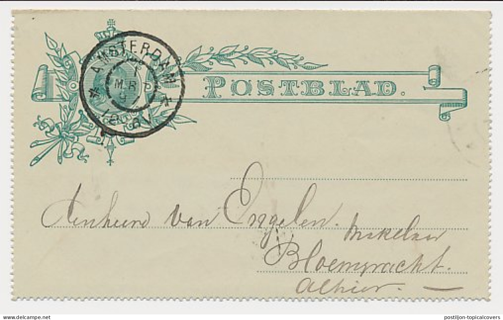 Postblad G. 3 X Locaal Te Amsterdam 1897 - Postal Stationery