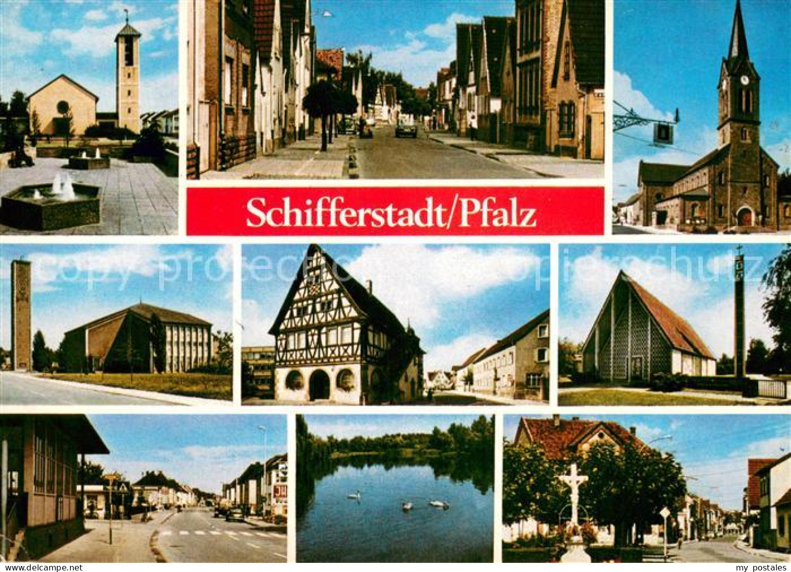 73671883 Schifferstadt Kirchen Strassenpartie Fachwerkhaus Schwanenteich  Schiff - Schifferstadt