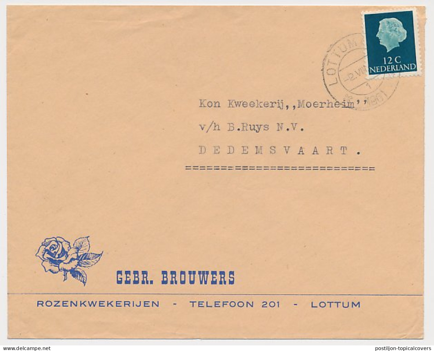 Firma Envelop Lottum 1961 - Rozenkwekerij - Non Classés