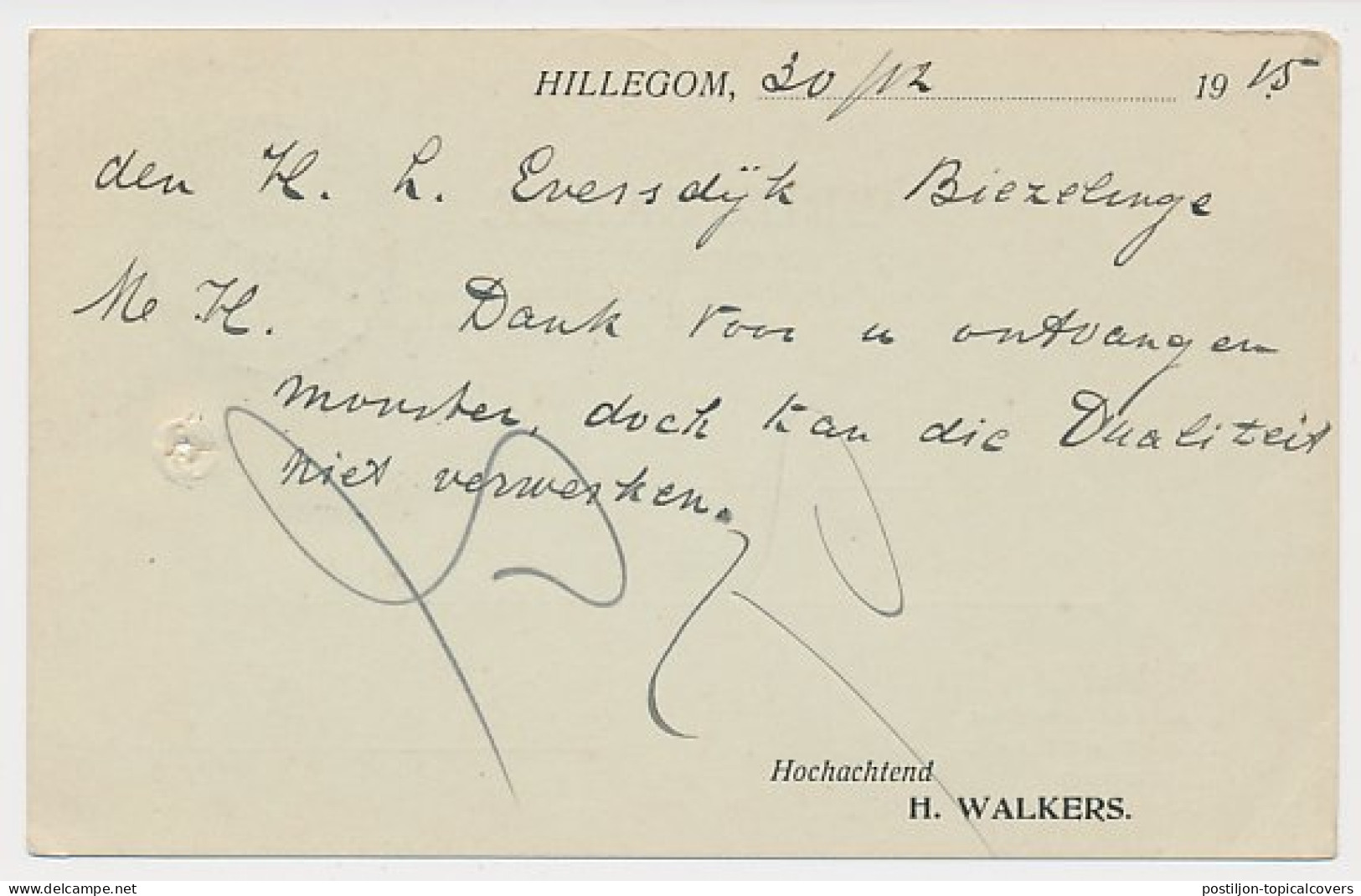 Firma Briefkaart Hillegom 1915 - Bloembollen - Non Classés