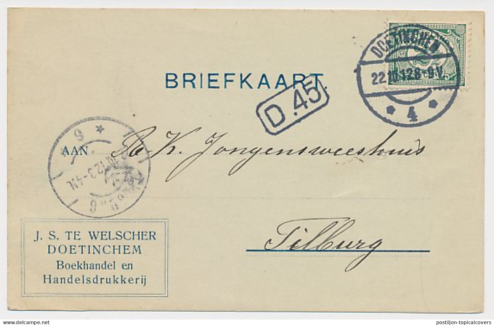 Firma Briefkaart Doetinchem 1912 - Boekhandel - Drukkerij - Ohne Zuordnung