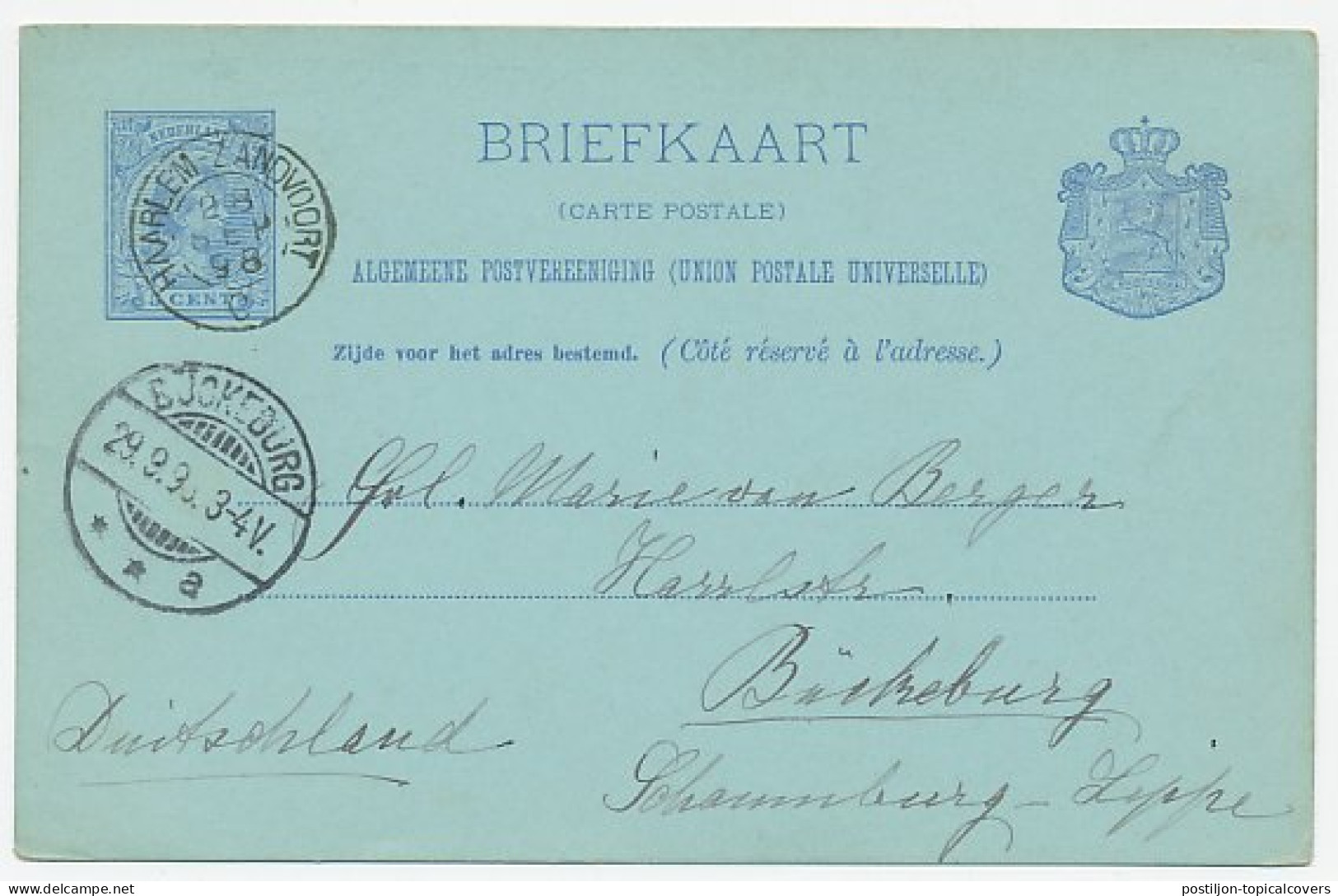 Trein Kleinrondstempel : Haarlem - Zandvoort C 1898 - Brieven En Documenten