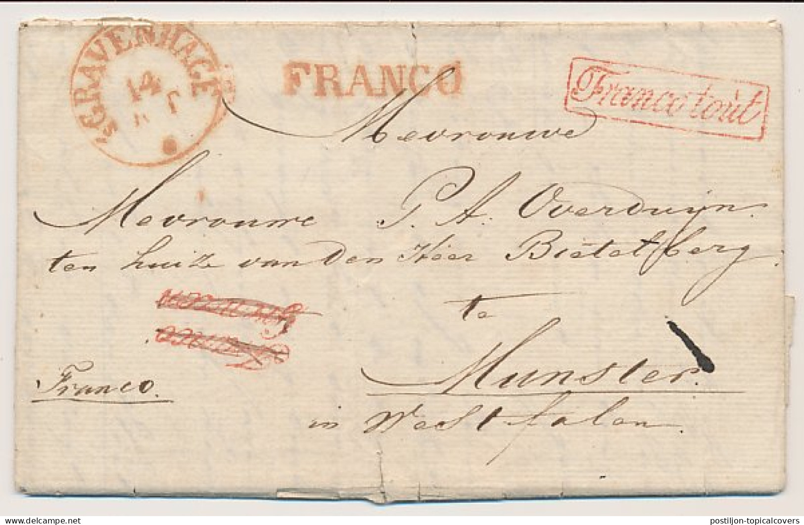 Den Haag - Munster Duitsland 1833 - Franco Grenzen / Franco Tout - ...-1852 Vorläufer