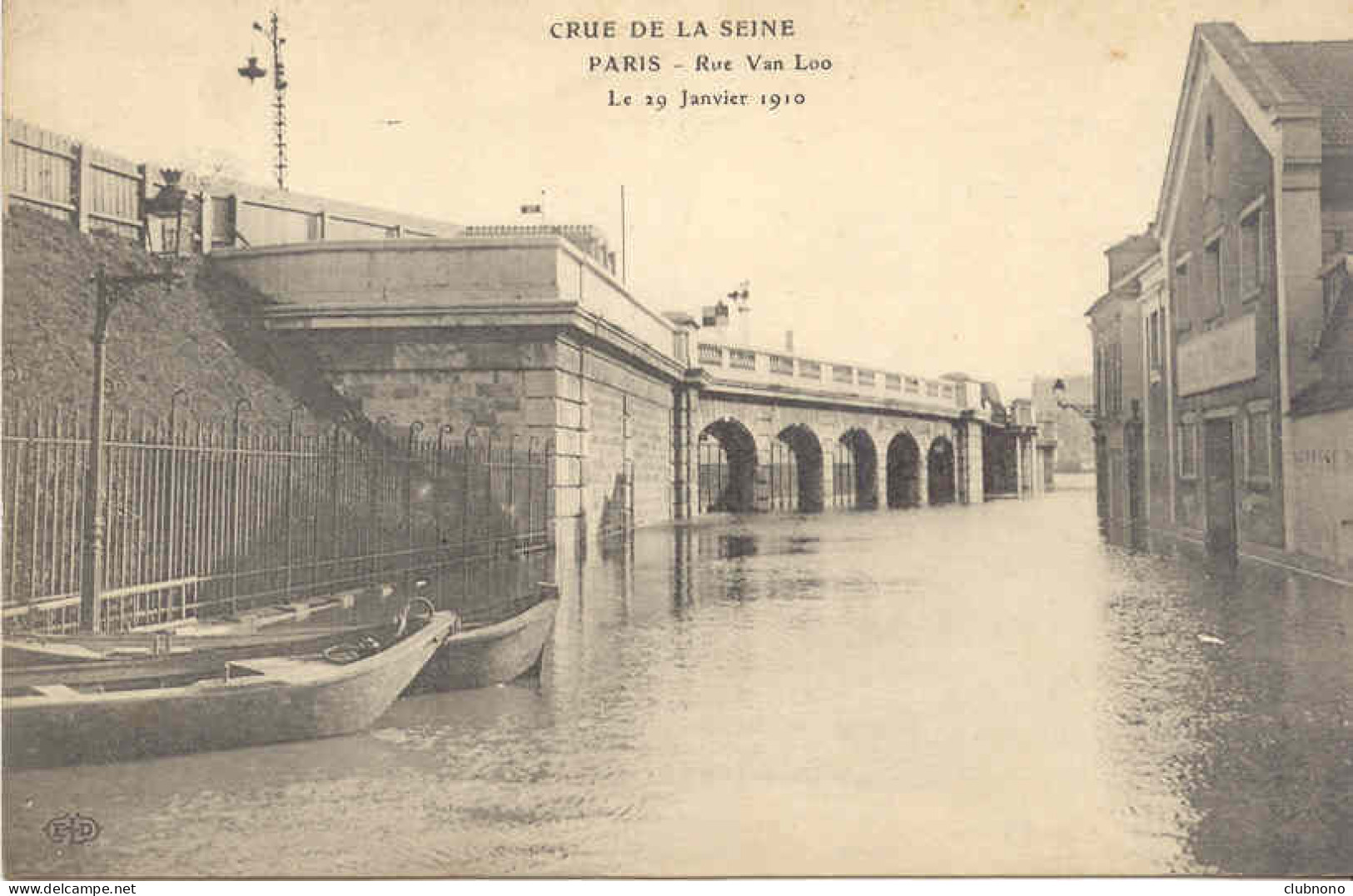 CPA - INONDATIONS DE PARIS - RUE VAN LOO - Paris Flood, 1910