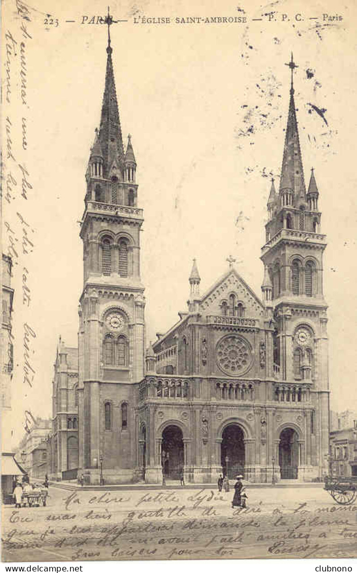 CPA - PARIS - L'EGLISE SAINT AMBROISE (CARTE PRECURSEUR) - Autres Monuments, édifices