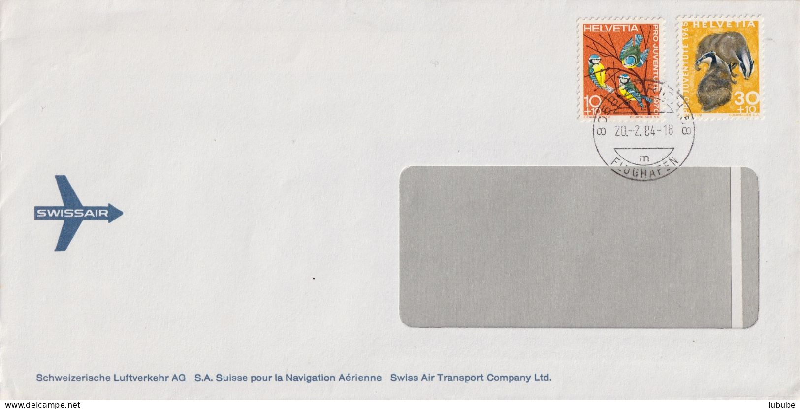 Motiv Brief  "Swissair, Schweizerische Luftverkehr AG, Zürich Flughafen"        1984 - Briefe U. Dokumente