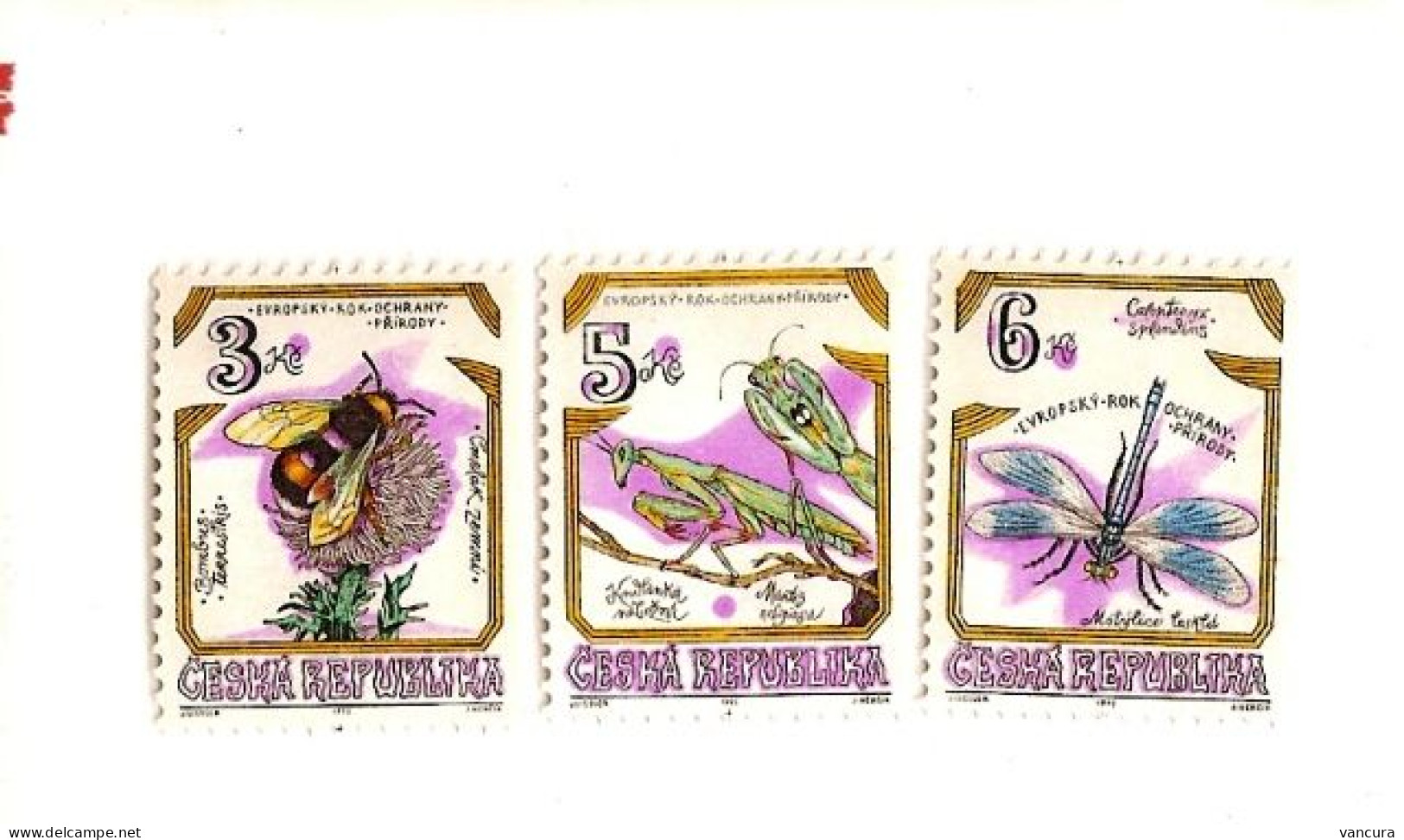 ** 73-5 Czech Republic Endangered Insects1995 Bumblebee, Praying Mantisse, Dragonfly - Andere & Zonder Classificatie
