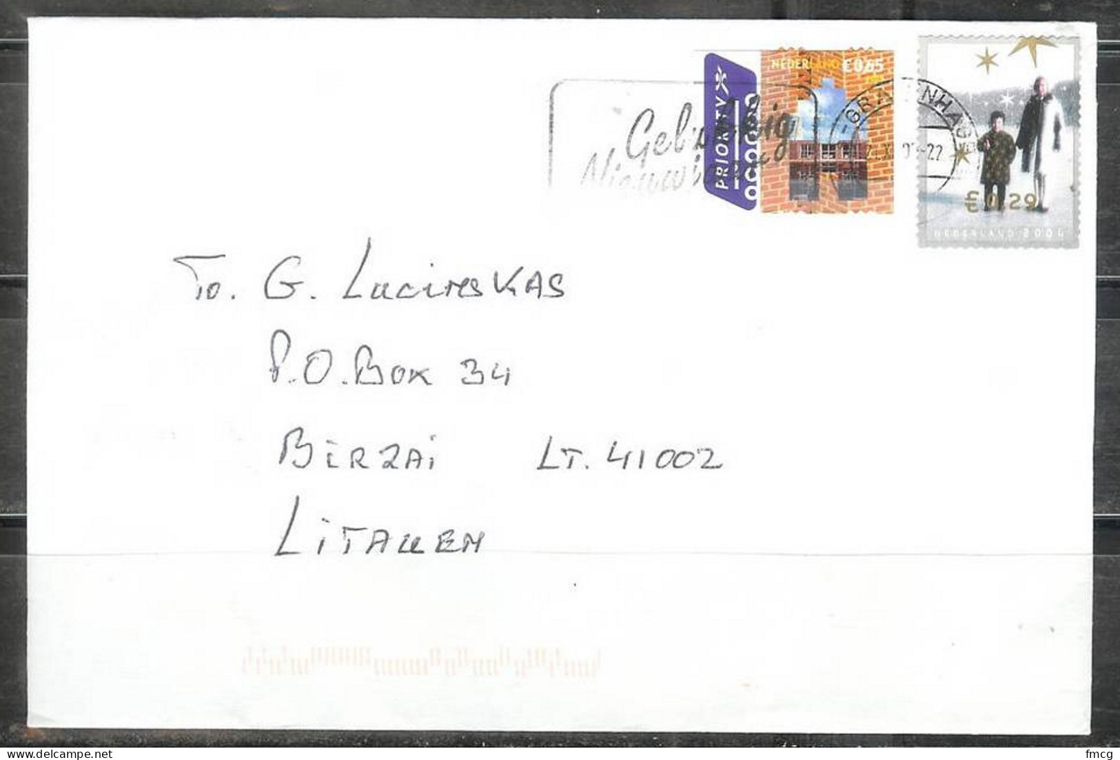 2004 December Holiday Stamps To Lithuania - Cartas & Documentos