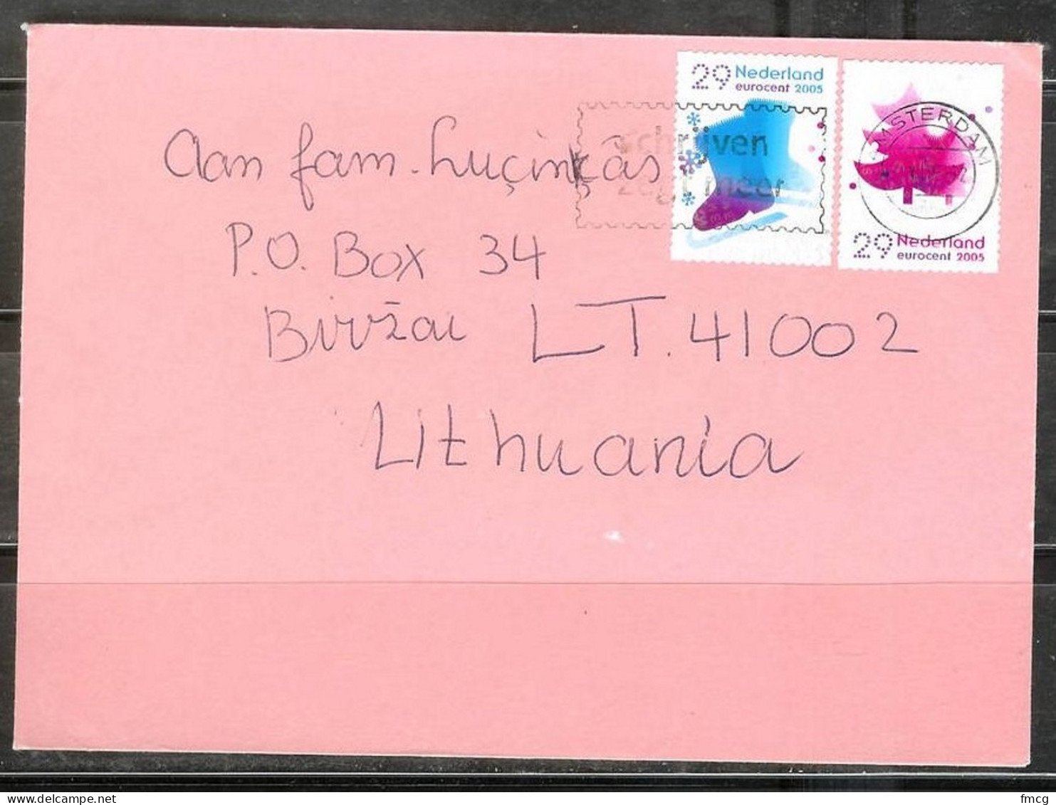2005 December Holiday Stamps To Lithuania - Cartas & Documentos
