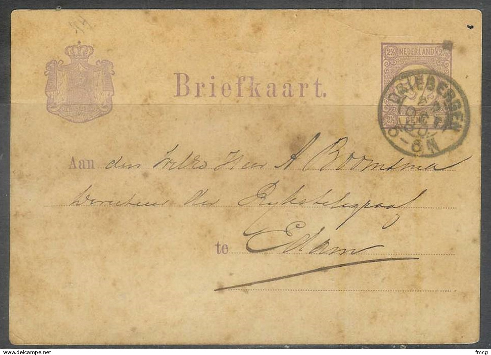 1880 Postal Card Used Driebergen  - Cartas & Documentos