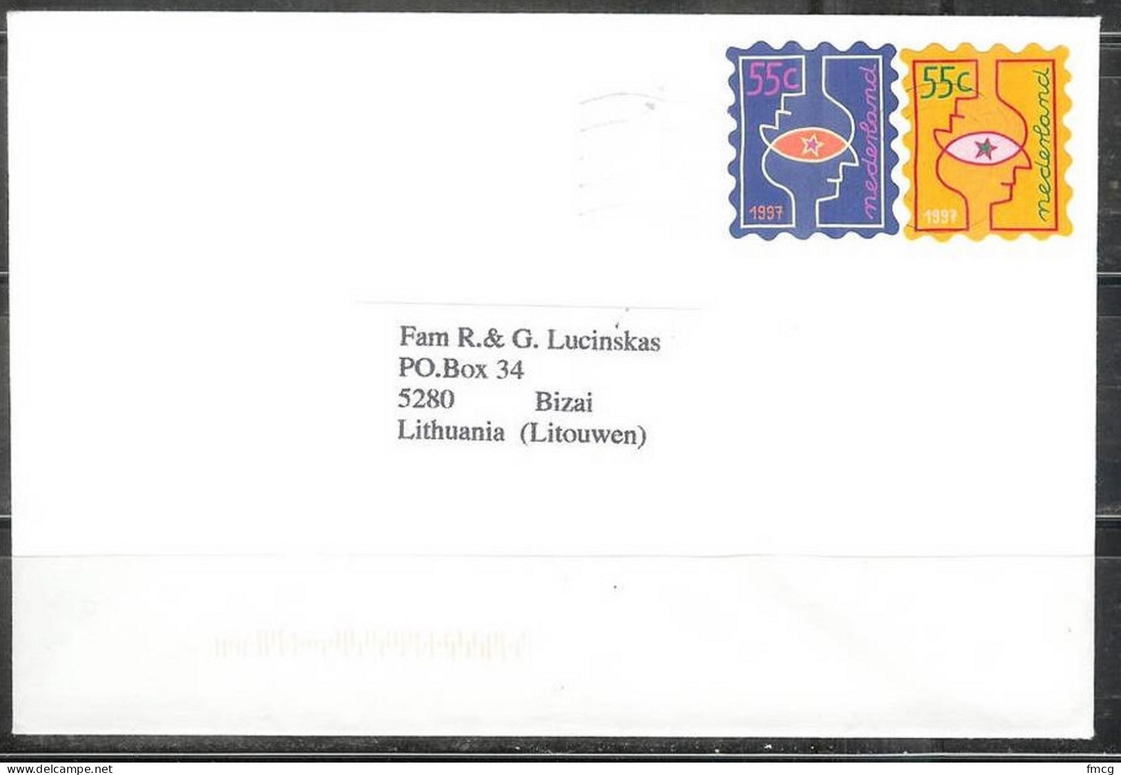 2003 Pair Christmas Stamps, Amsterdam To Lithuania - Briefe U. Dokumente