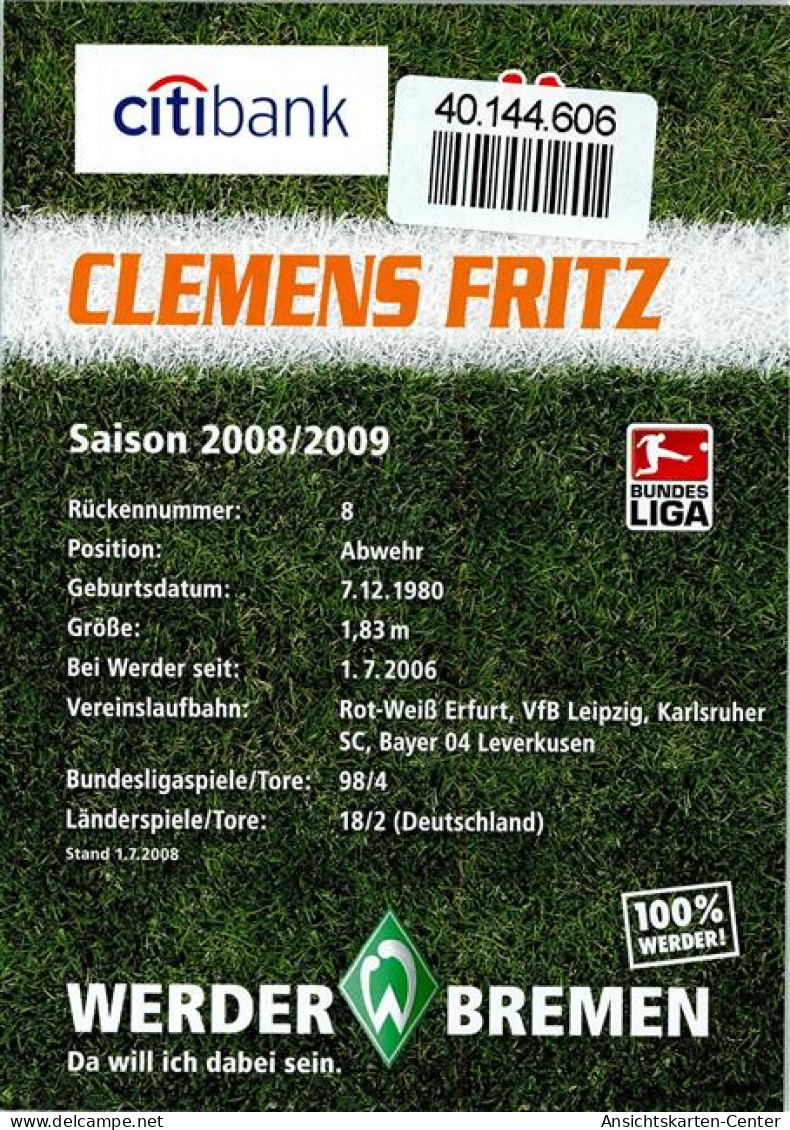 40144606 - Fussball (Prominente) Clemens Fritz Werder - Fussball