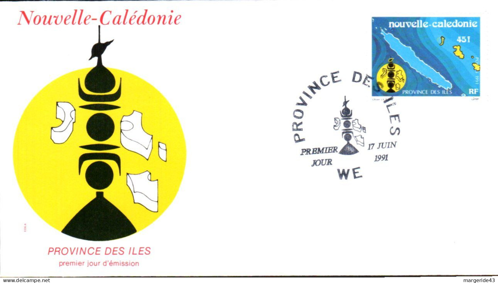 NOUVELLE CALEDONIE FDC 1991 PROVINCE DES ILES - FDC