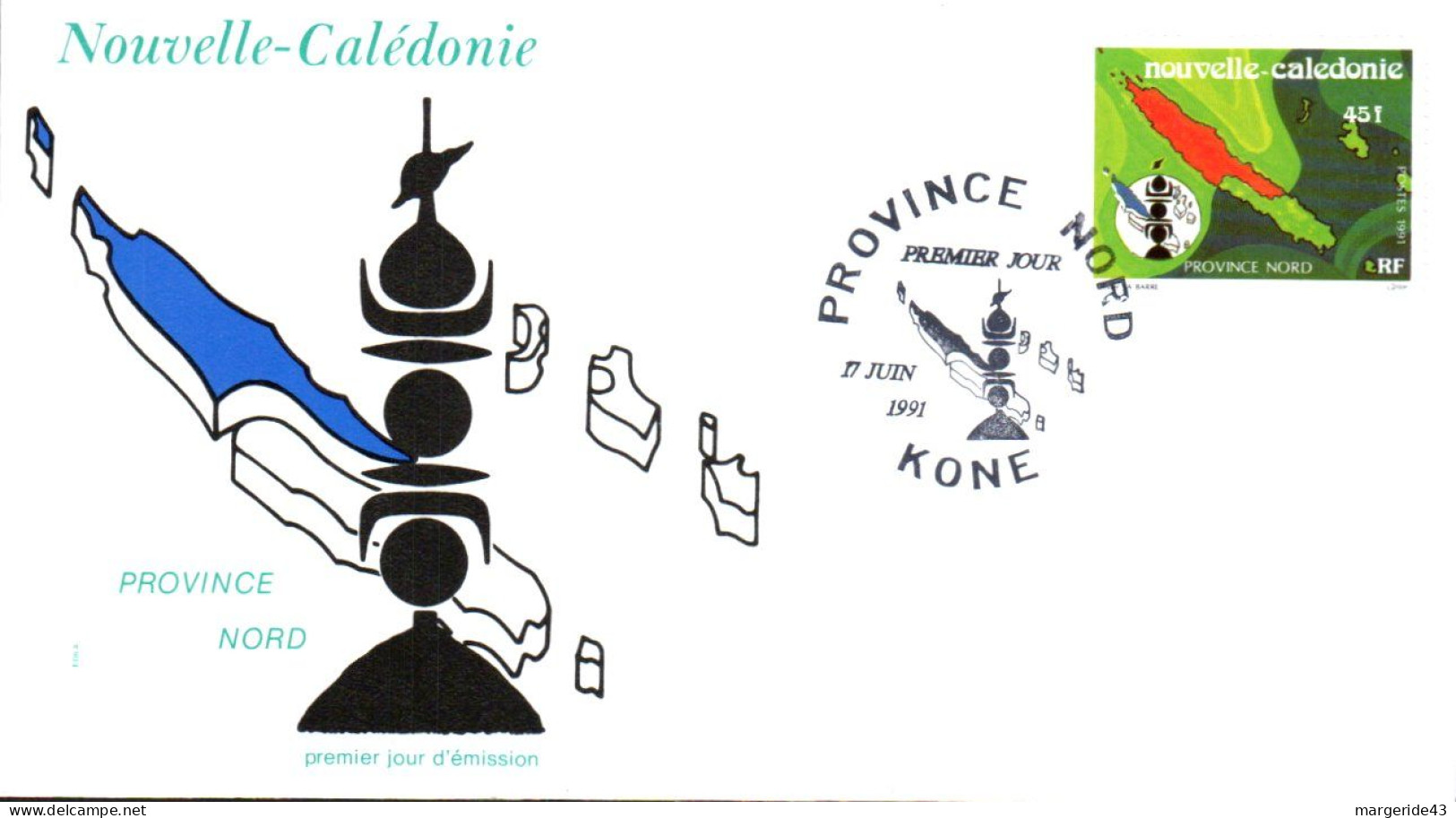 NOUVELLE CALEDONIE FDC 1991 PROVINCE DES ILES - FDC