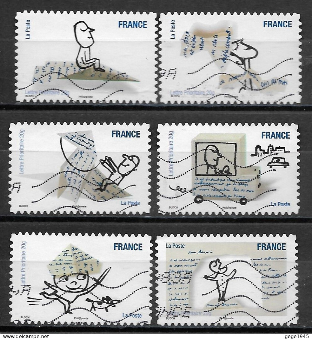 France 2010  Oblitéré  Autoadhésif  N° 473 - 474 - 475 - 480 - 482 - 484  -    Sourires Avec Personnages De Bloch - Used Stamps