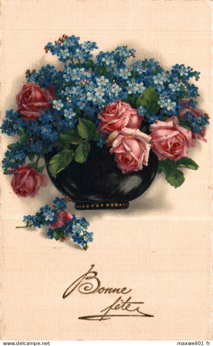O5 - Carte Postale Fantaisie - Fleurs - Bonne Fête - Flores