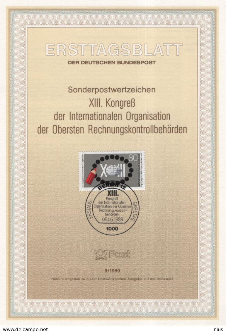 Germany Deutschland 1989-8 Organisation Der Obersten Rechnungskontrollbehörden Supreme Audit Institutions, Berlin - 1981-1990