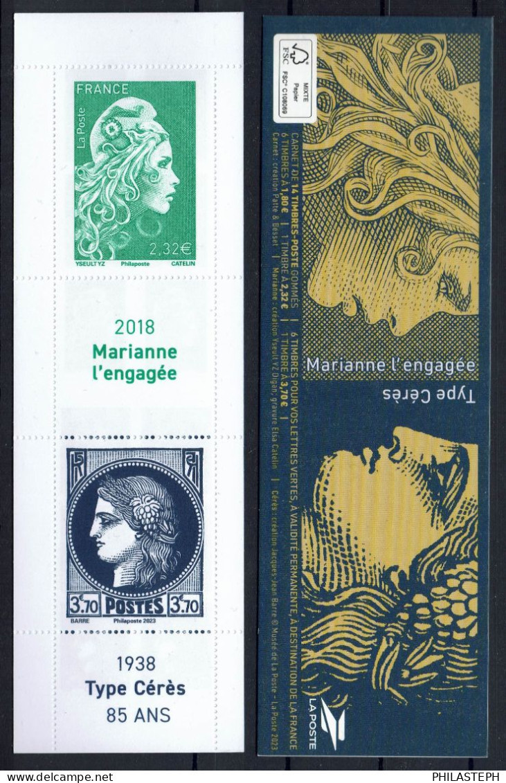 2023 - Carnet COMPLET - Marianne L'Engagée / Cérès - YT C 1532 Neuf ** (BC 1532) - Gedenkmarken