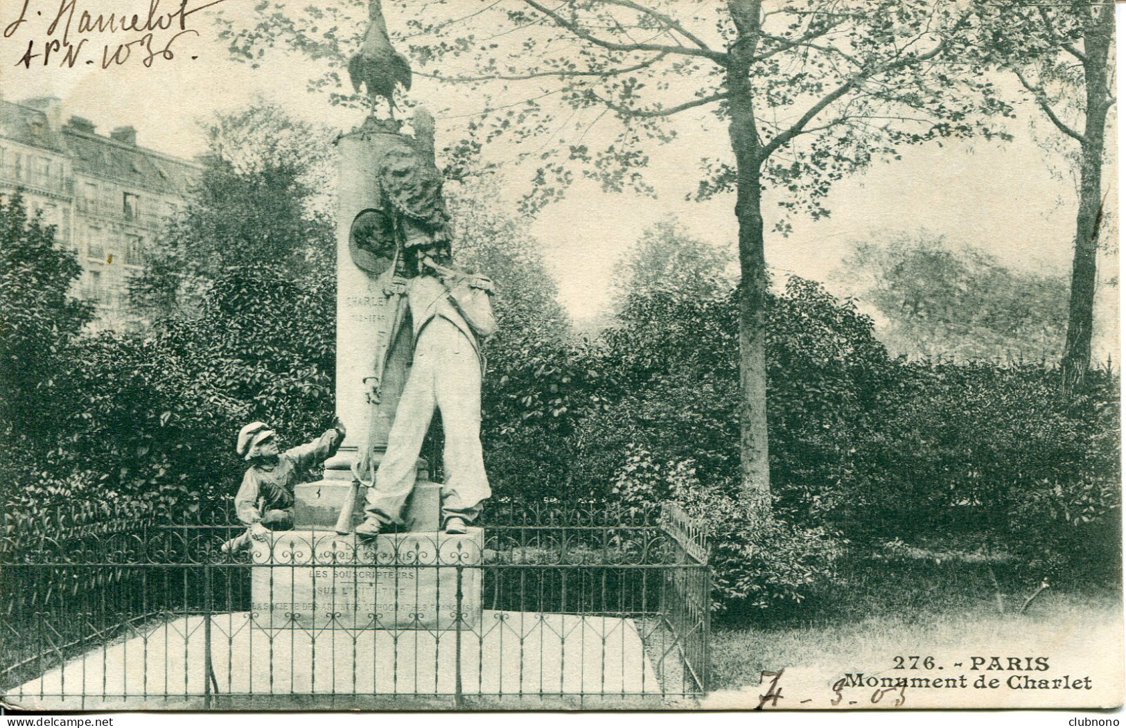 CPA  -  PARIS - MONUMENT DE CHARLET (1903) - Autres Monuments, édifices