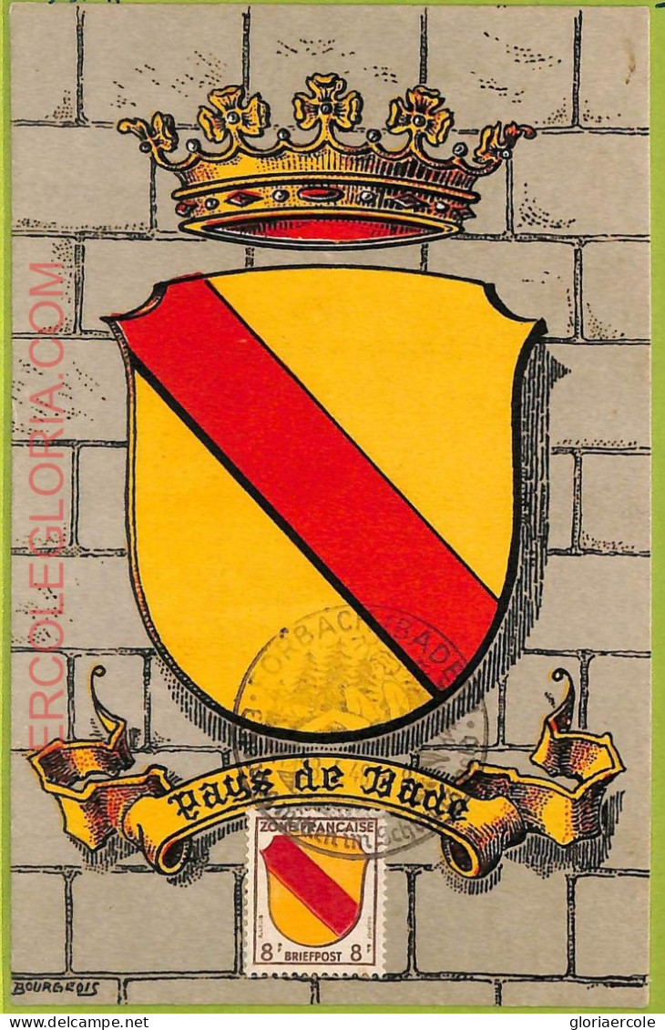 Ad3322 - GERMANY French Zone - Postal History - MAXIMUM CARD - HERALDRY 1948 - Autres & Non Classés