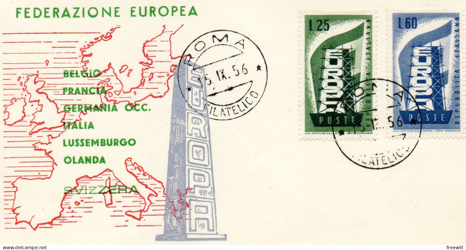 Italie Europa 1956 - FDC