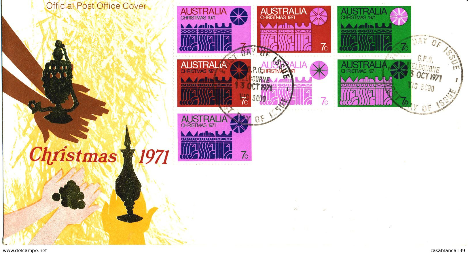 Australia, Christmas 1971, Top Modern Serie In Se-tenant Set SG 498-504,  On FDC 13.10.71 - Briefe U. Dokumente