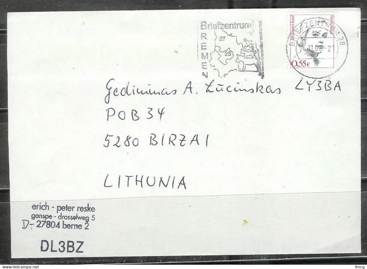 2005 0.55 Euro Krief - Actress To Kaunas, Lithuania - Lettres & Documents