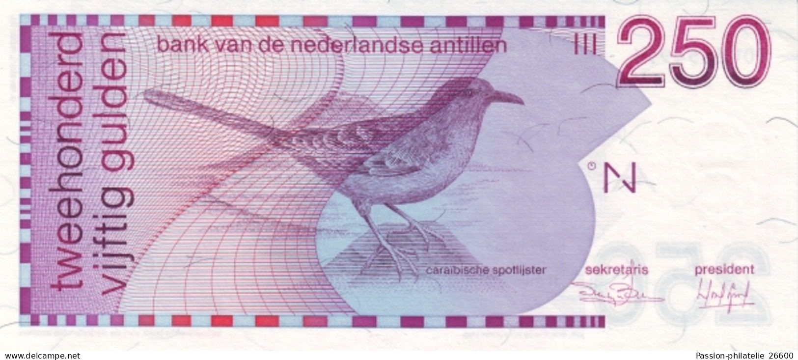 * NETHERLANDS ANTILLES 250 GULDEN 1986 P-27 UNC - 250 Florín Holandés (gulden)