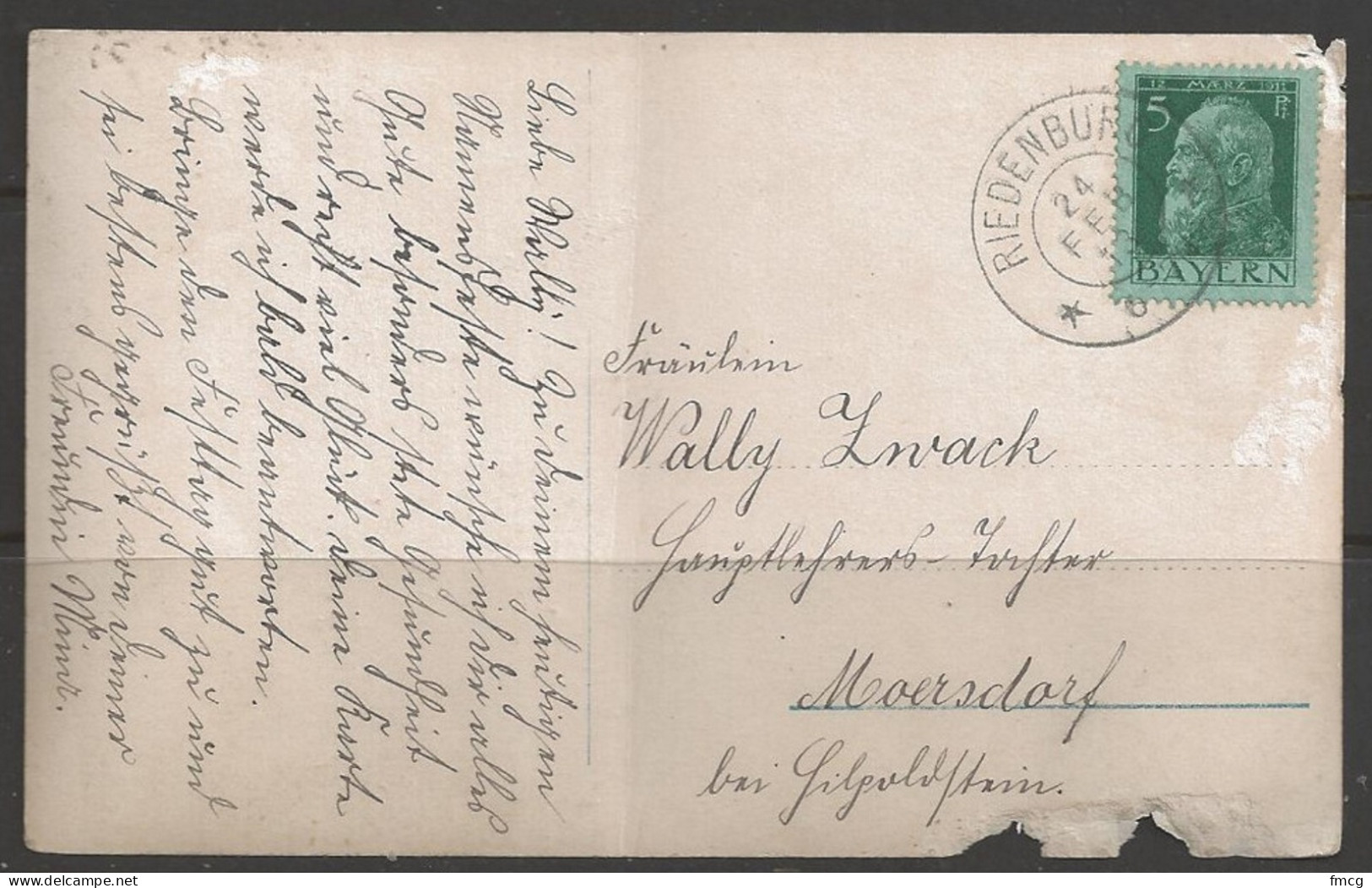 Bavaria 1913 24 Feb Postcard Mailed From Riedenburg - Briefe U. Dokumente