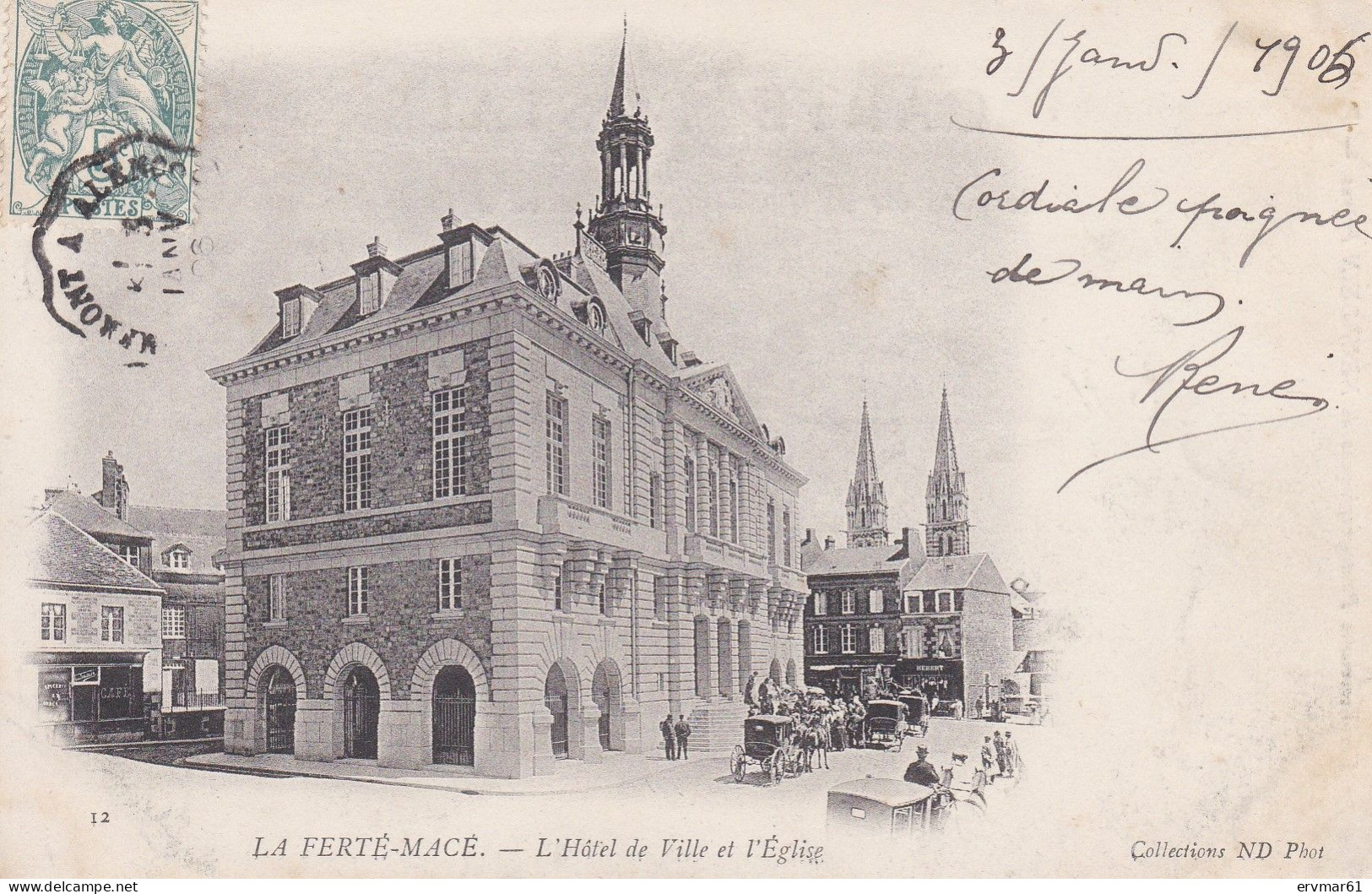 61 - La FERTE-MACE - L'Hôtel De Ville Et L'Eglise - La Ferte Mace