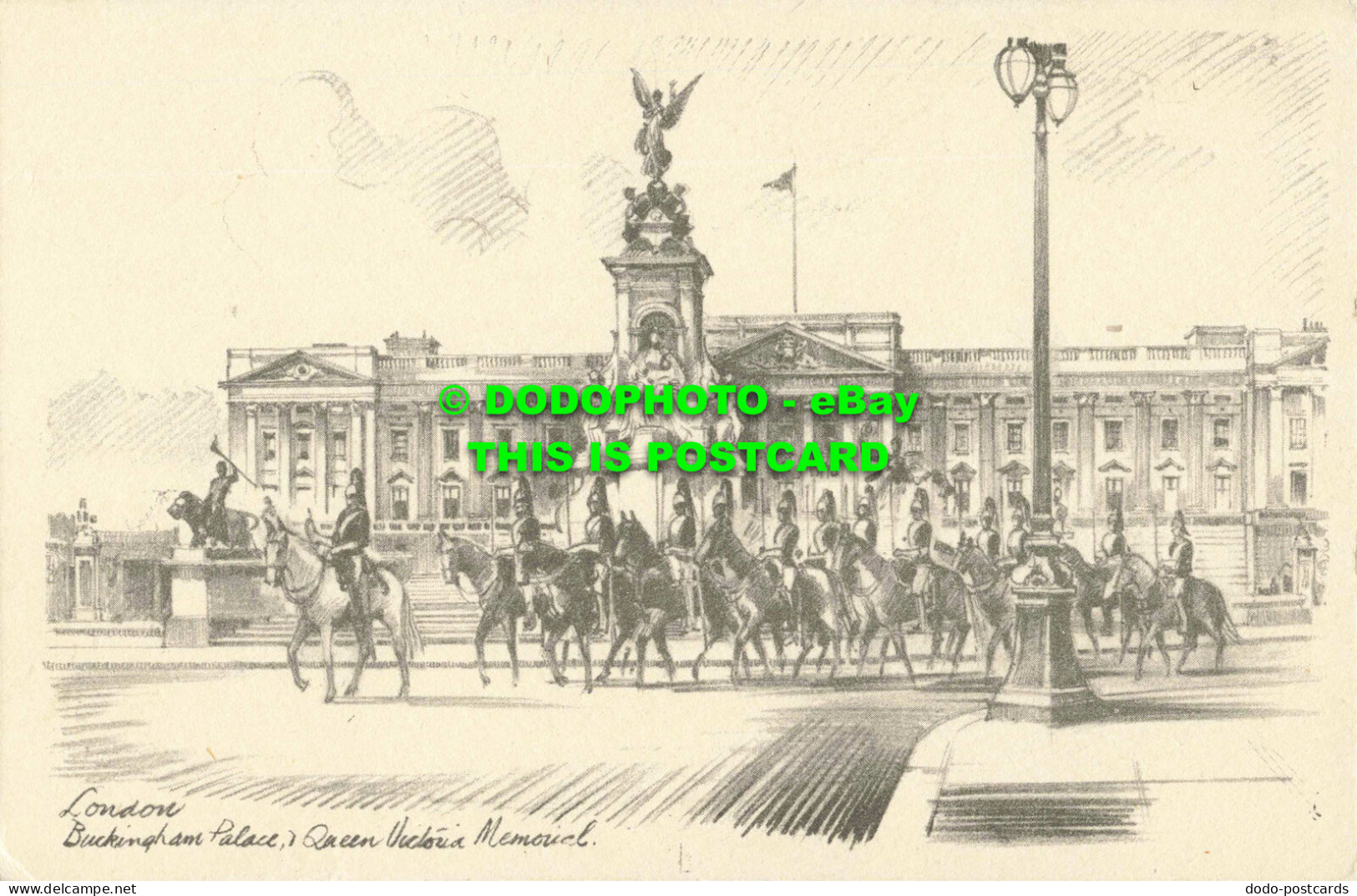 R562622 London. Buckingham Palace. Queen Victoria Memorial. Pencil Sketch Reprod - Sonstige & Ohne Zuordnung
